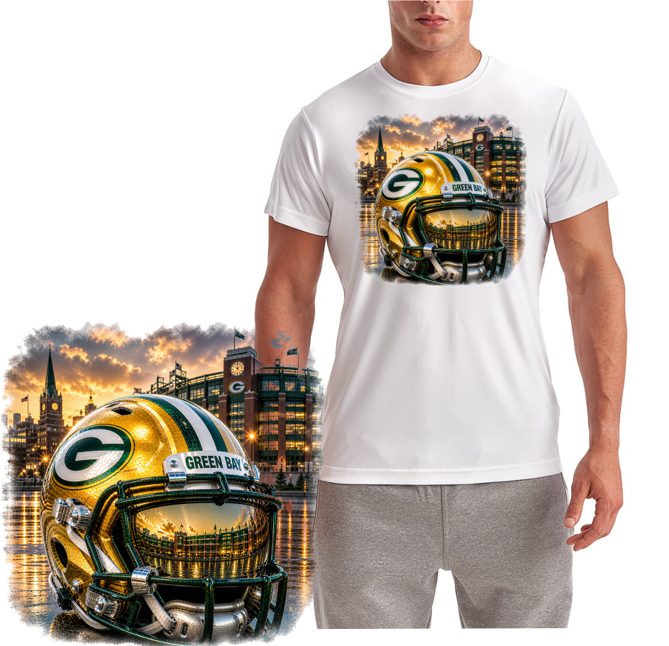 Green Bay Helmet Packers Football Stadium Short Sleeve T-Shirt