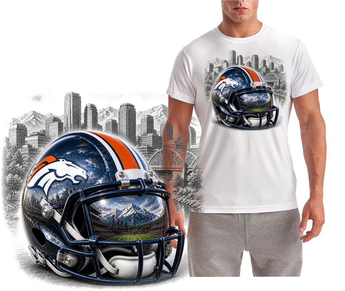 Denver Football Helmet Bronco Short Sleeve T-Shirt
