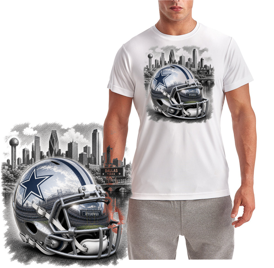 Dallas Football City Skyline Short Sleeve T-Shirt