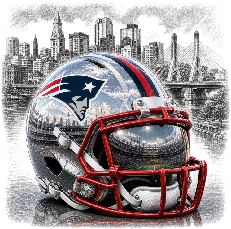 New England Downtown Patriot Football Helmet Short Sleeve T-Shirt