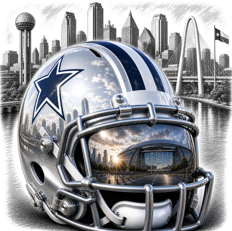 Dallas Football City Skyline Short Sleeve T-Shirt