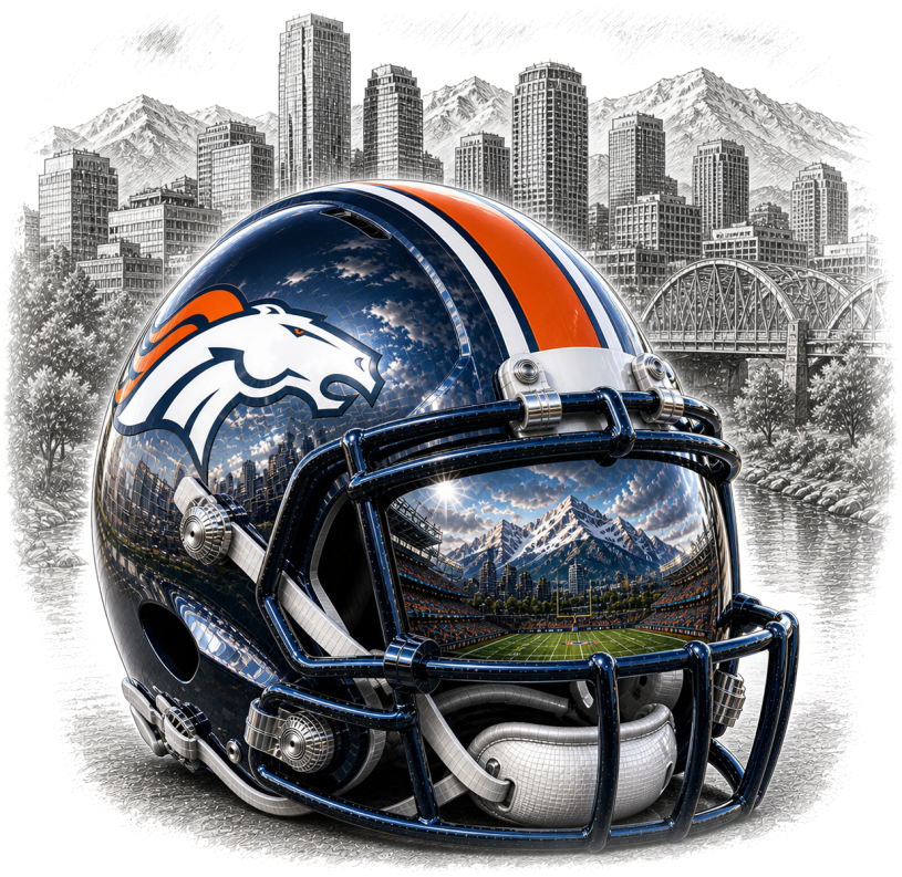 Denver Football Helmet Bronco Short Sleeve T-Shirt