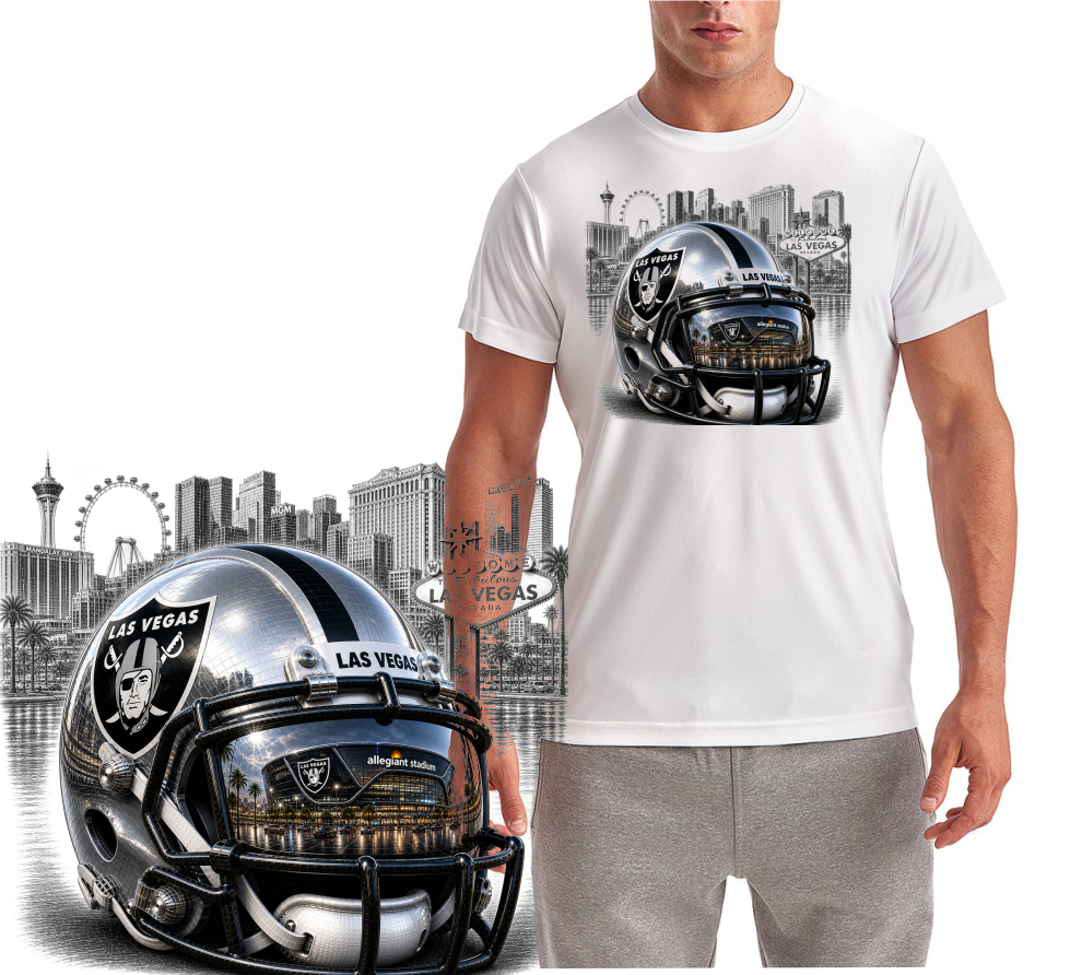 Las Vegas Raiders Helmet in Town Short Sleeve T-Shirt