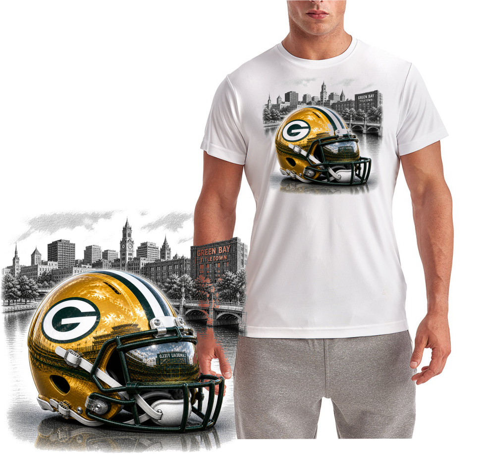 Green Bay Packers Downtown Helmet Short Sleeve T-Shirt
