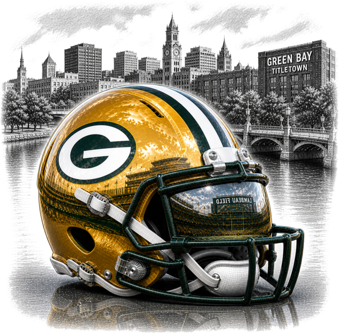 Green Bay Packers Downtown Helmet Short Sleeve T-Shirt