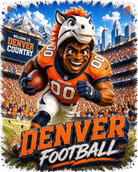 Denver Football Bronco Mascot Short Sleeve T-Shirt