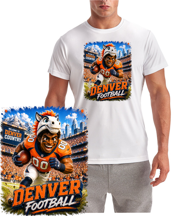 Denver Football Bronco Mascot Short Sleeve T-Shirt