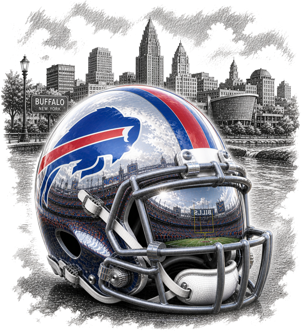 Bills Helmet B&W Background Short Sleeve T-Shirt