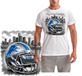 Detroit City Lions Football Helmet Short Sleeve T-Shirt