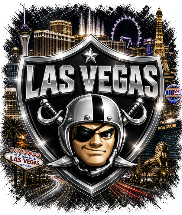 Las Vegas Raiders Downtown Football Shield Short Sleeve T-Shirt
