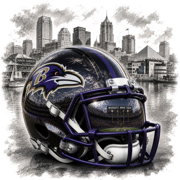 Baltimore Downtown Raven Football Short Sleeve T-Shirt