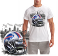 Bills Helmet B&W Background Short Sleeve T-Shirt
