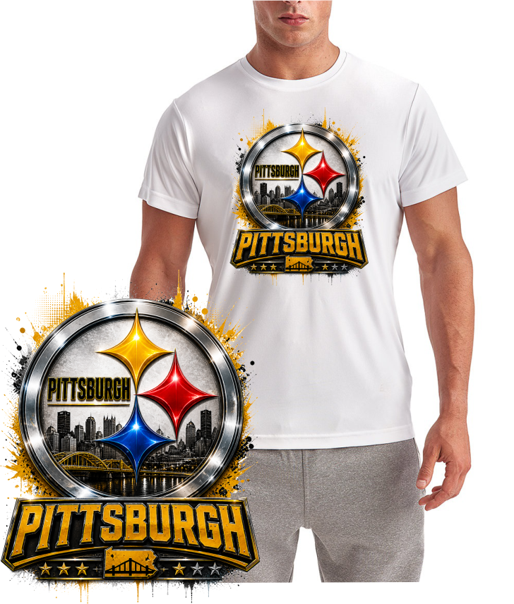 Pittsburgh Steel City Football Logo Short Sleeve T-Shirt