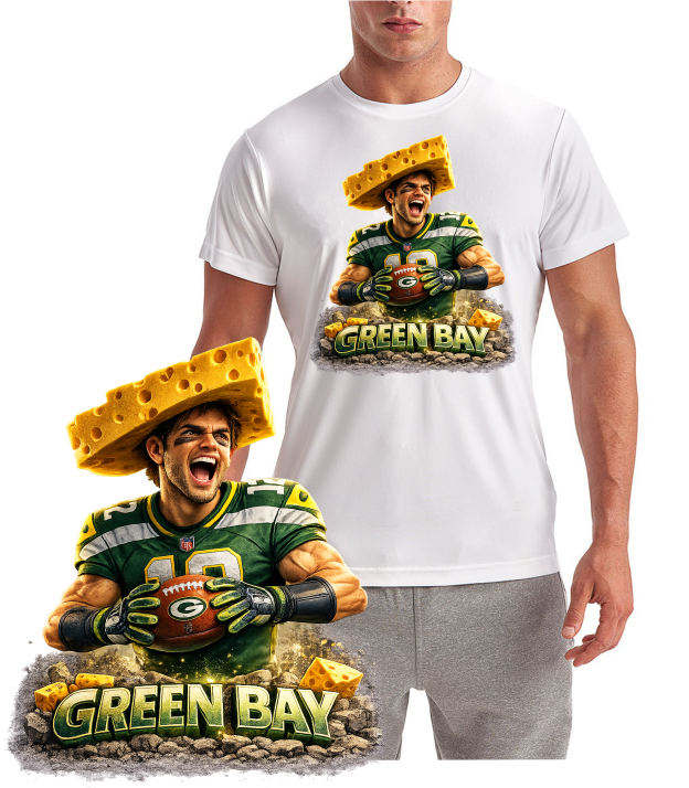 Green Bay Fan Cheese Head Football Short Sleeve T-Shirt