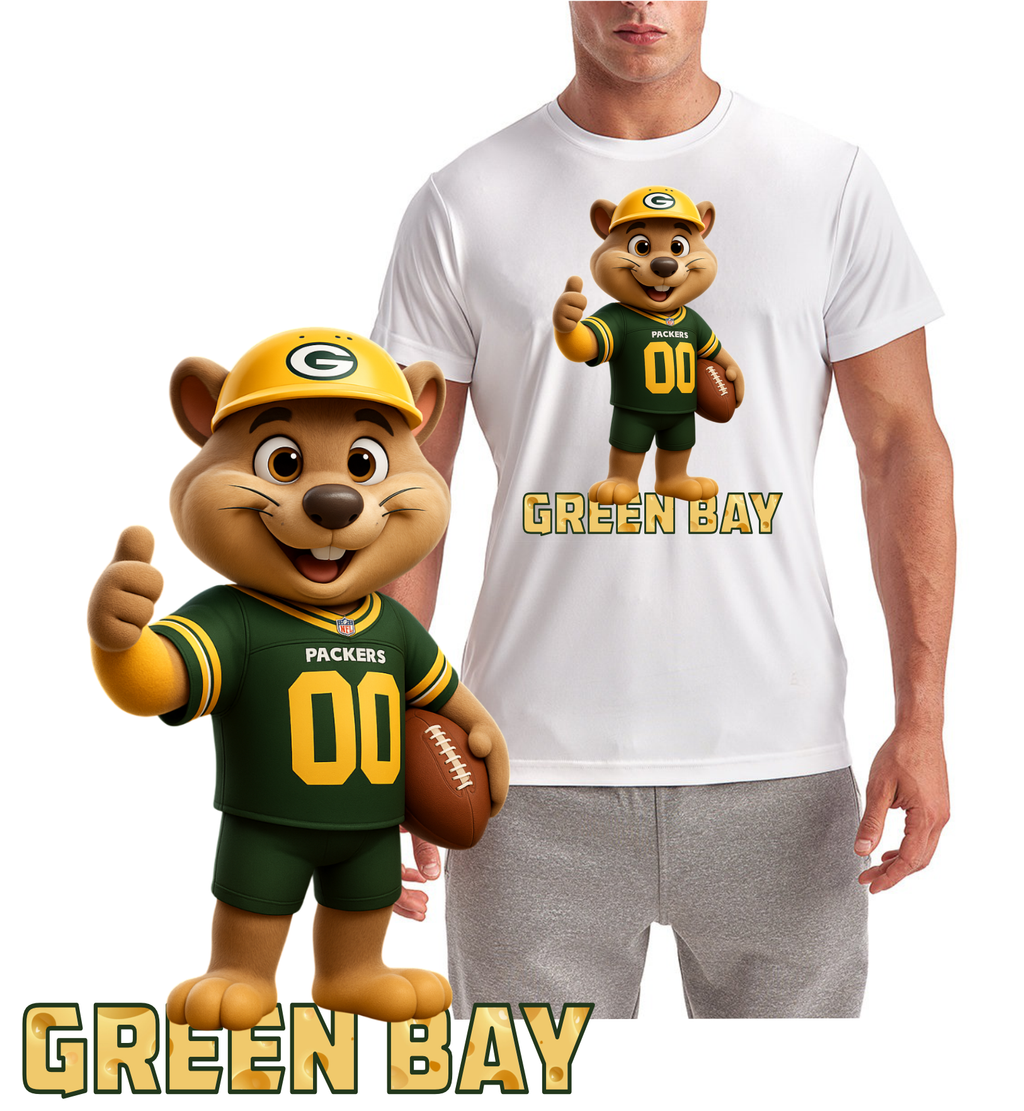 Green Bay Mascot Packers Football Short Sleeve T-Shirt