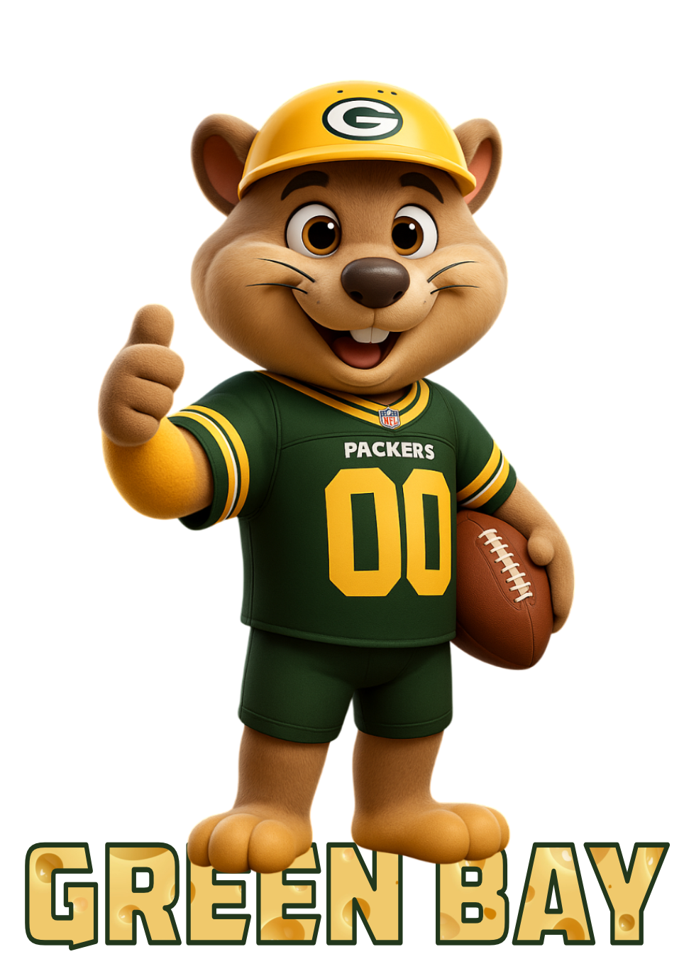 Green Bay Mascot Packers Football Short Sleeve T-Shirt