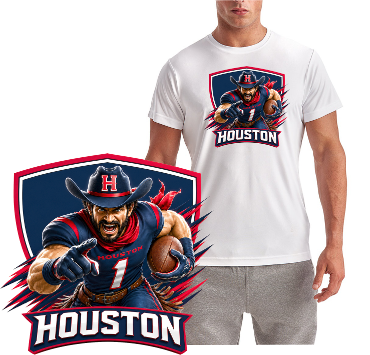Number One Huston Texan Short Sleeve T-Shirt