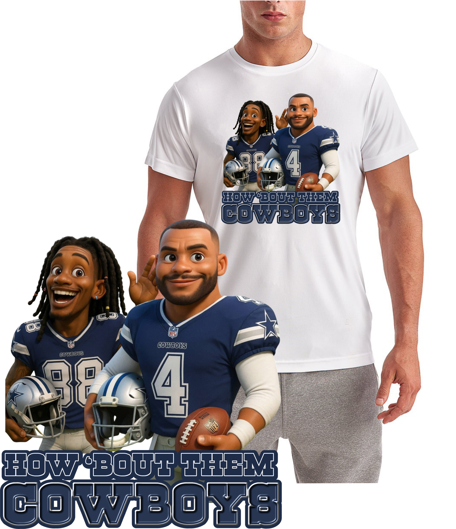 Dak Dallas Cowboy Cartoon Short Sleeve T-Shirt