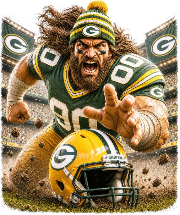 Packers Football Mascot Charge in Stadium Short Sleeve T-Shirt
