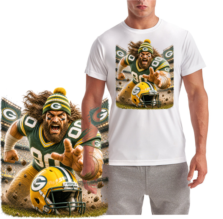 Packers Football Mascot Charge in Stadium Short Sleeve T-Shirt