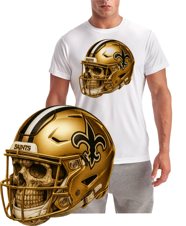 New Orlean Saints Football Skull Short Sleeve T-Shirt