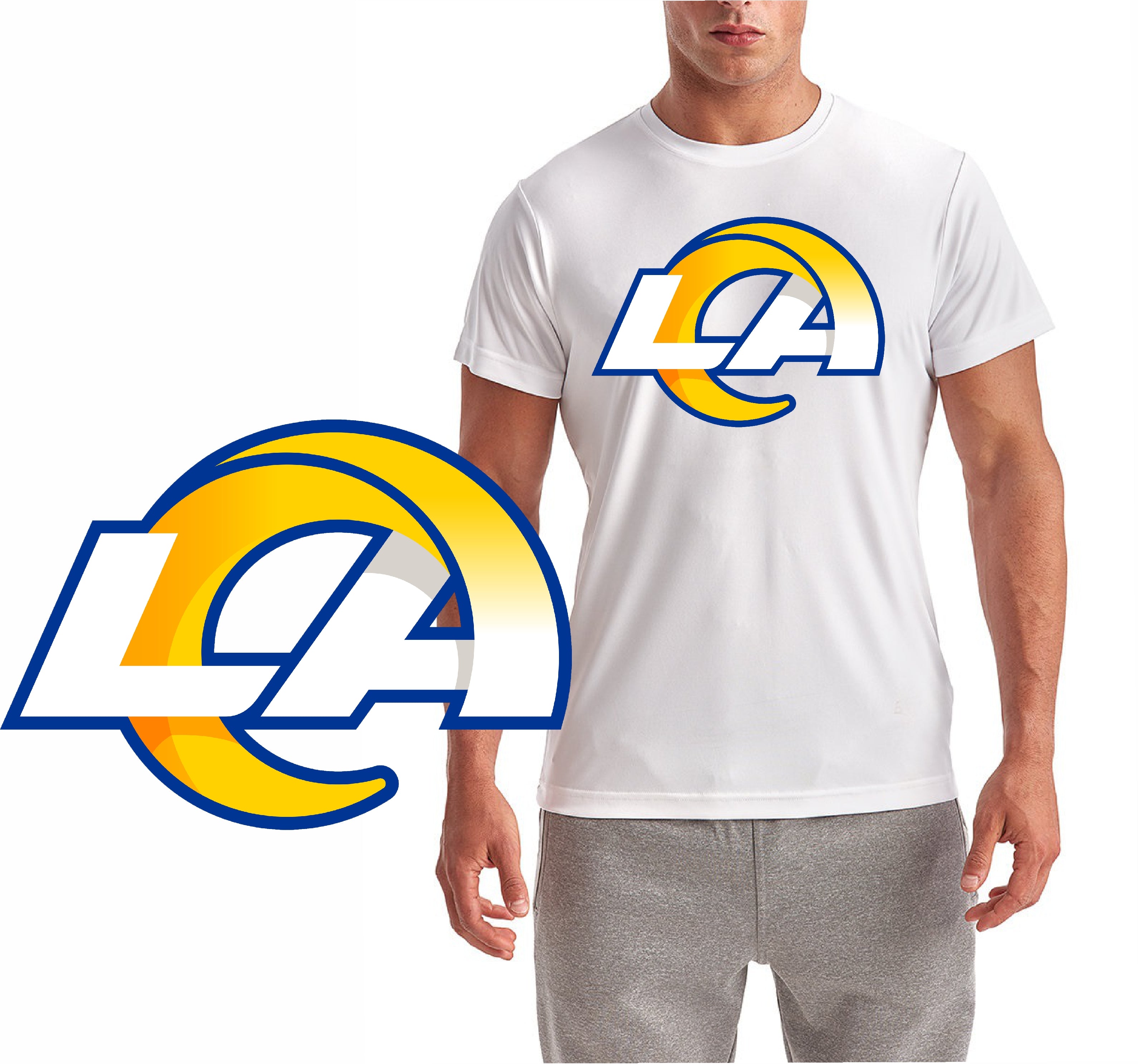LA Rams Horn Logo Football Short Sleeve T-Shirt