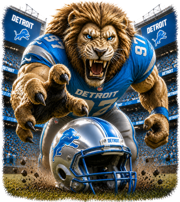 Detroits Lion in the Stadium Short Sleeve T-Shirt