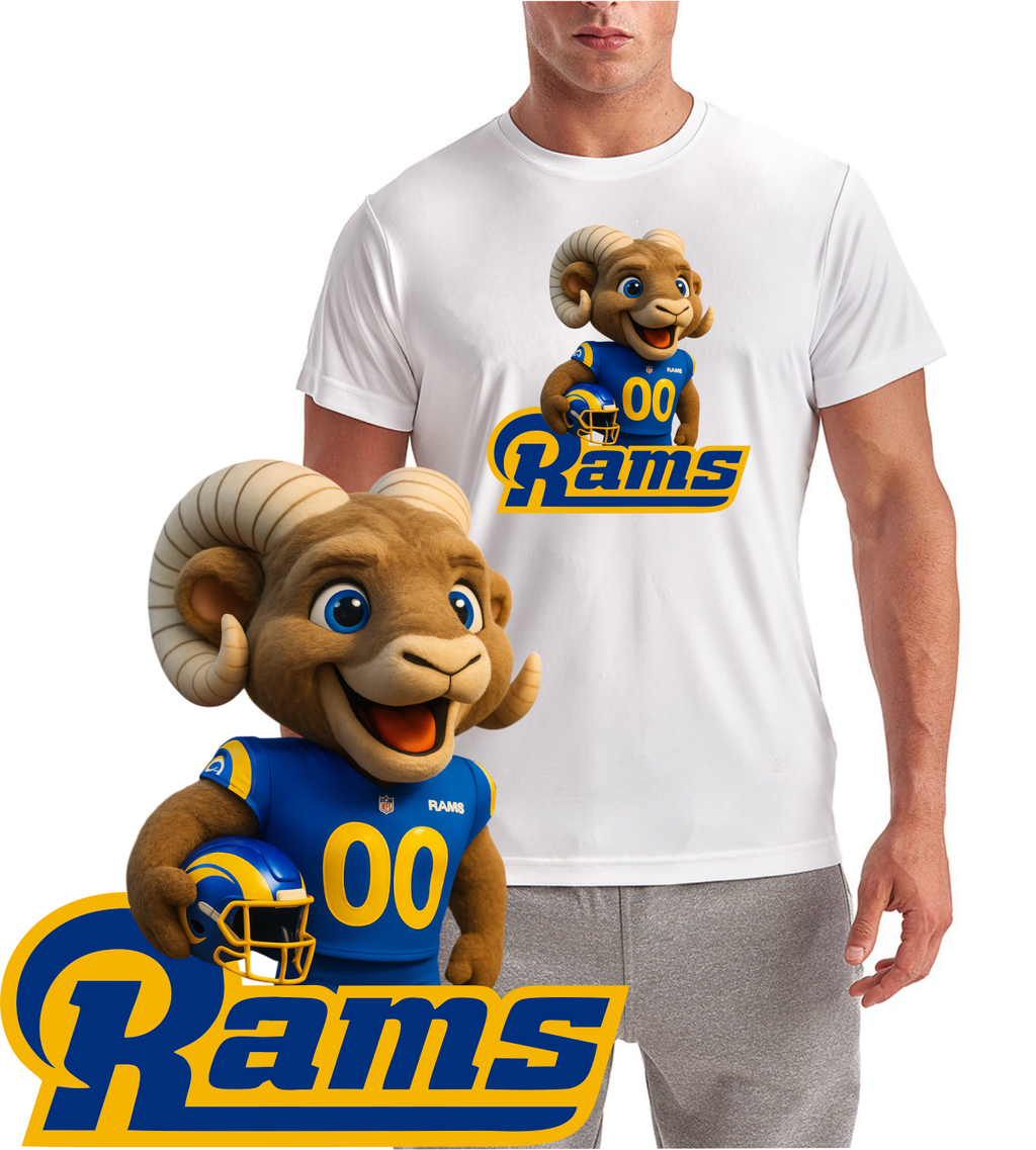 Rams Mascot Pixar Style Football Short Sleeve T-Shirt