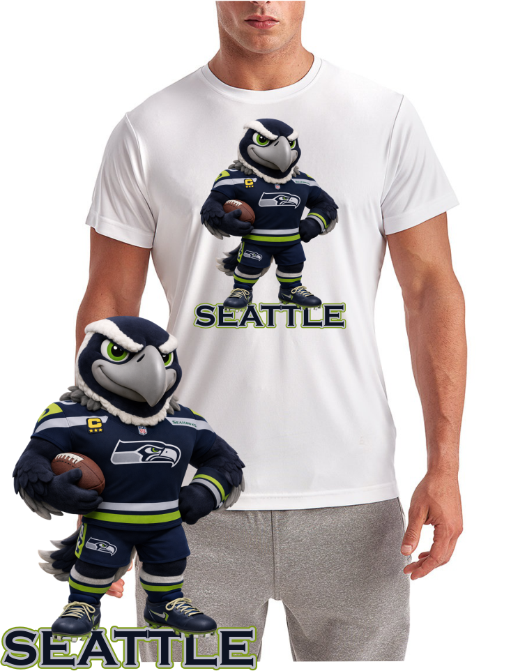 Seahawks Football Mascot Short Sleeve T-Shirt
