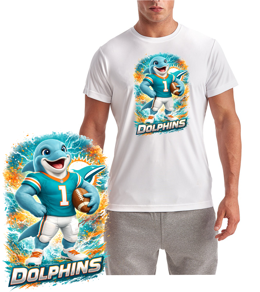 Dolphins Pixar Style Miami Short Sleeve T-Shirt