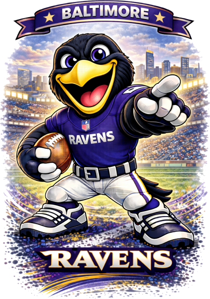 Baltimore Raven Cartoon Football Short Sleeve T-Shirt