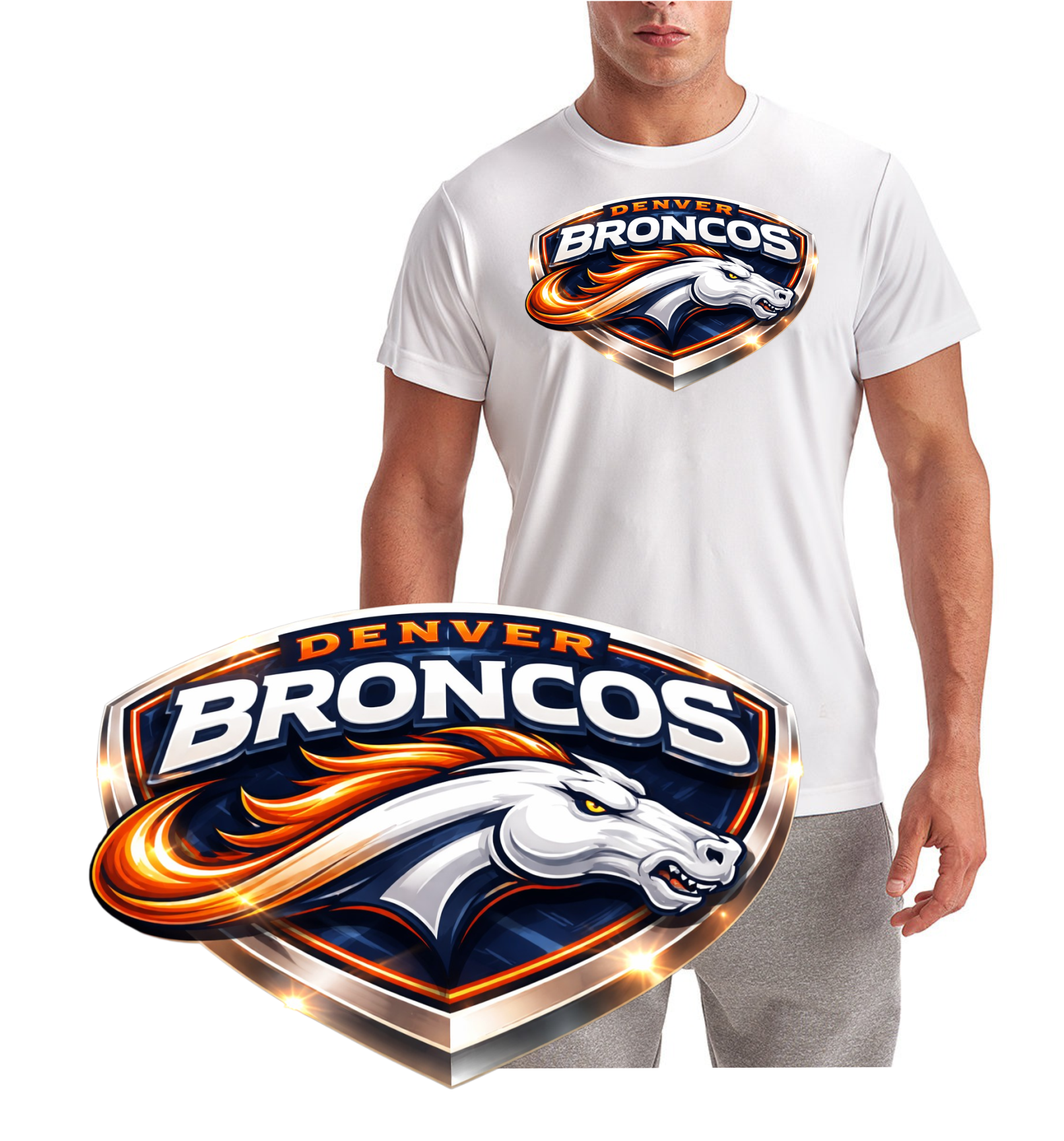 Denver Swoosh Bronco Shield Short Sleeve T-Shirt