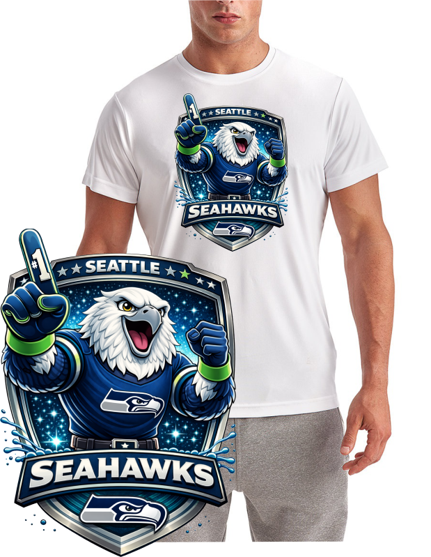 Seattle Seahawk Shield Football Short Sleeve T-Shirt