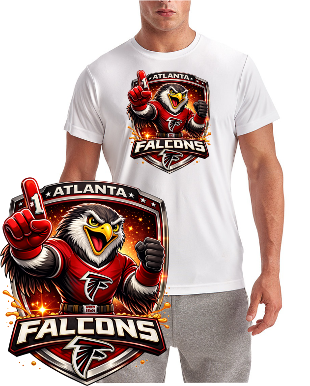 Atlanta Falcon Number One Shield Design Short Sleeve T-Shirt