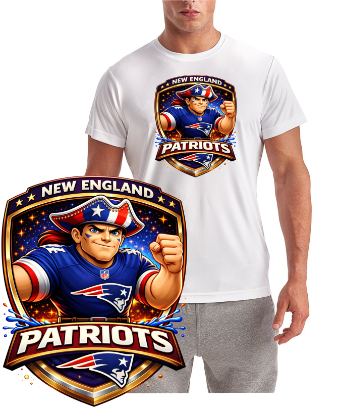 New England Patriot Football Shield Logo Short Sleeve T-Shirt