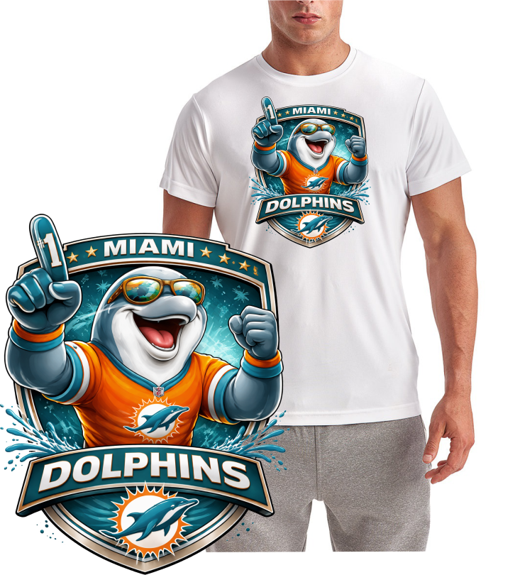 Miami Number One Dolphins Shield Design Short Sleeve T-Shirt