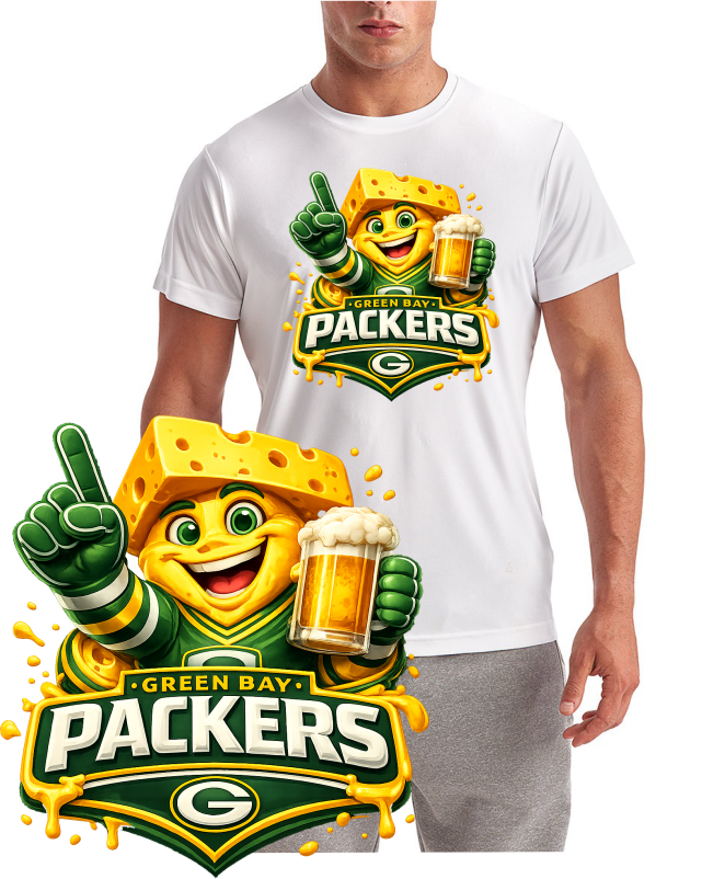 Packers Cheese Head Beer Green Bay Short Sleeve T-Shirt