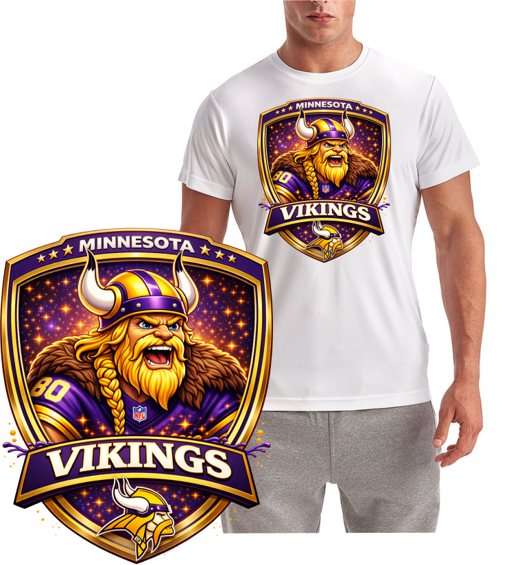 Minnesota Vikings Shield Football Logo Short Sleeve T-Shirt