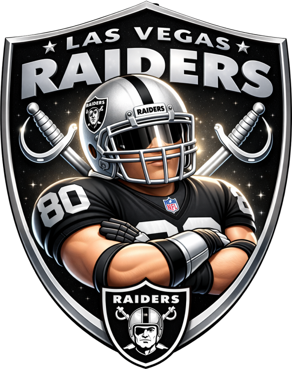 NEW Las Vegas Raiders Cartoon Football Shield Short Sleeve T-Shirt