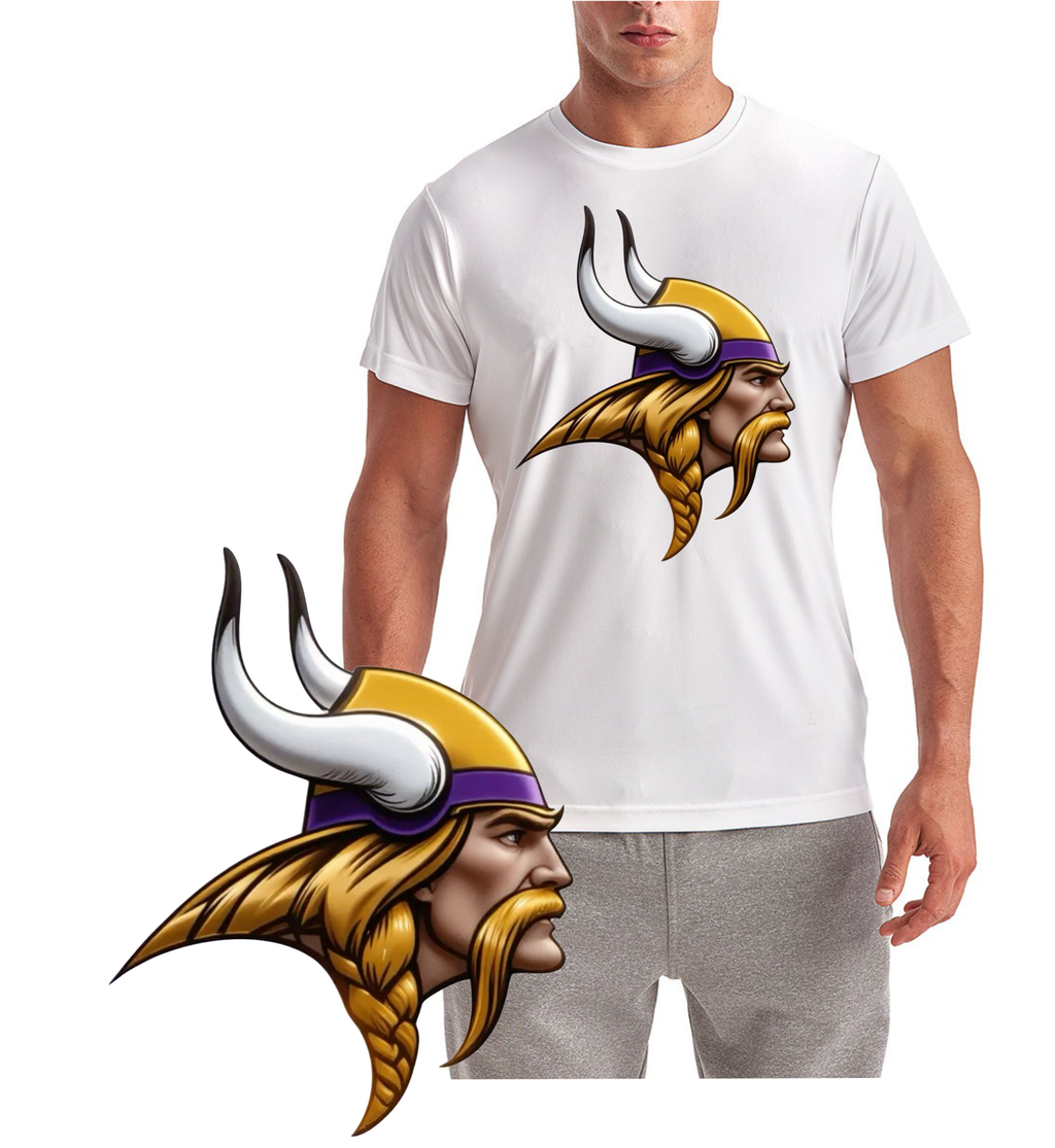 Detailed Classic Viking Football Logo Short Sleeve T-Shirt