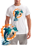 Miami Pixar Style Dolphin Logo Short Sleeve T-Shirt