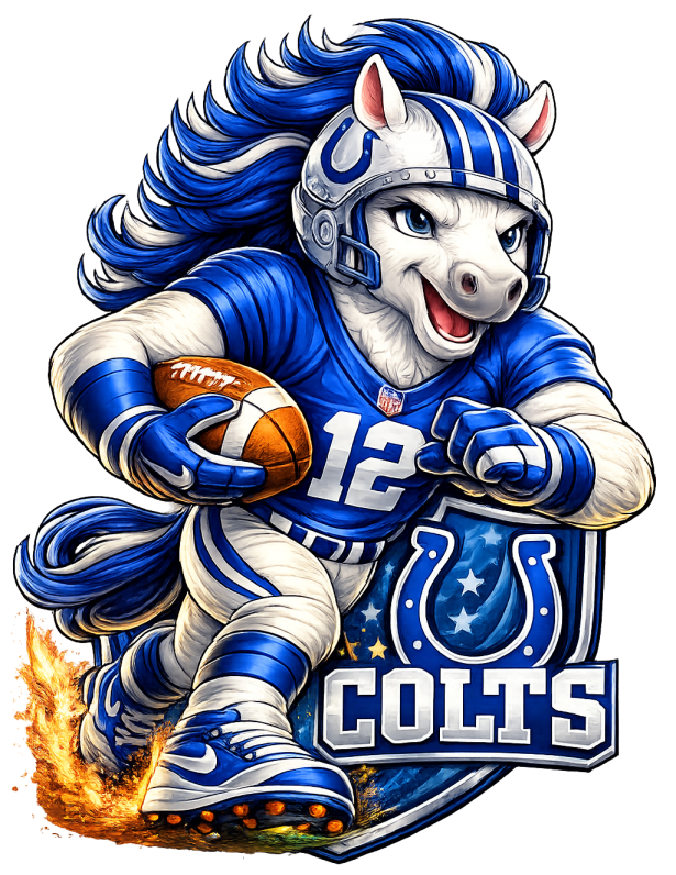 Colt Cartoon Football Rushing Short Sleeve T-Shirt