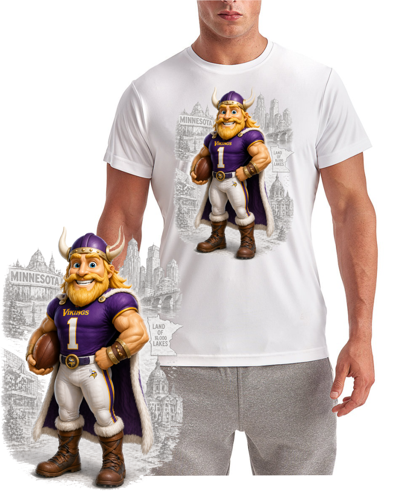 Minnesota Vikings Football Mascot Short Sleeve T-Shirt