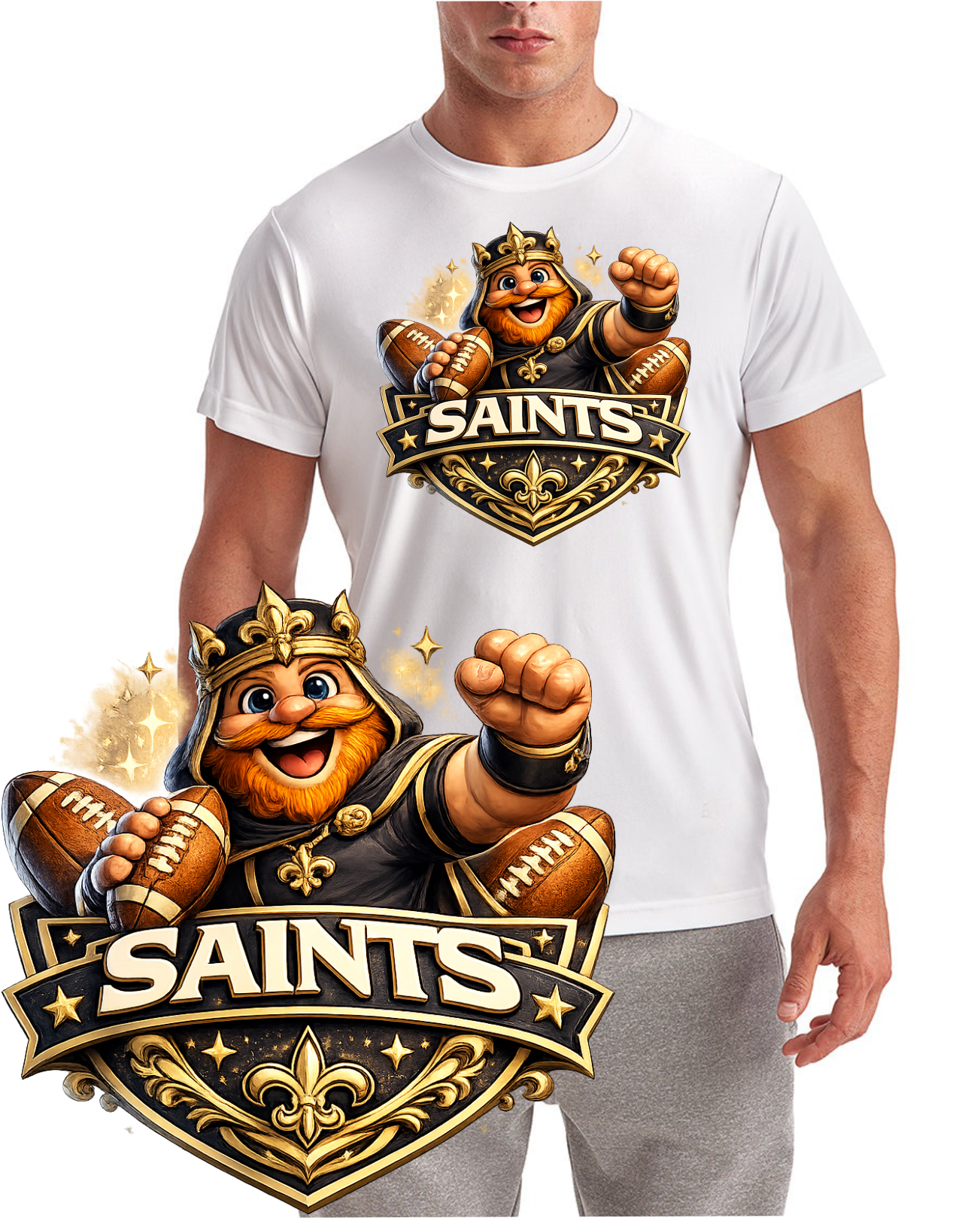 New Orleans Cartoon Saints Football Short Sleeve T-Shirt
