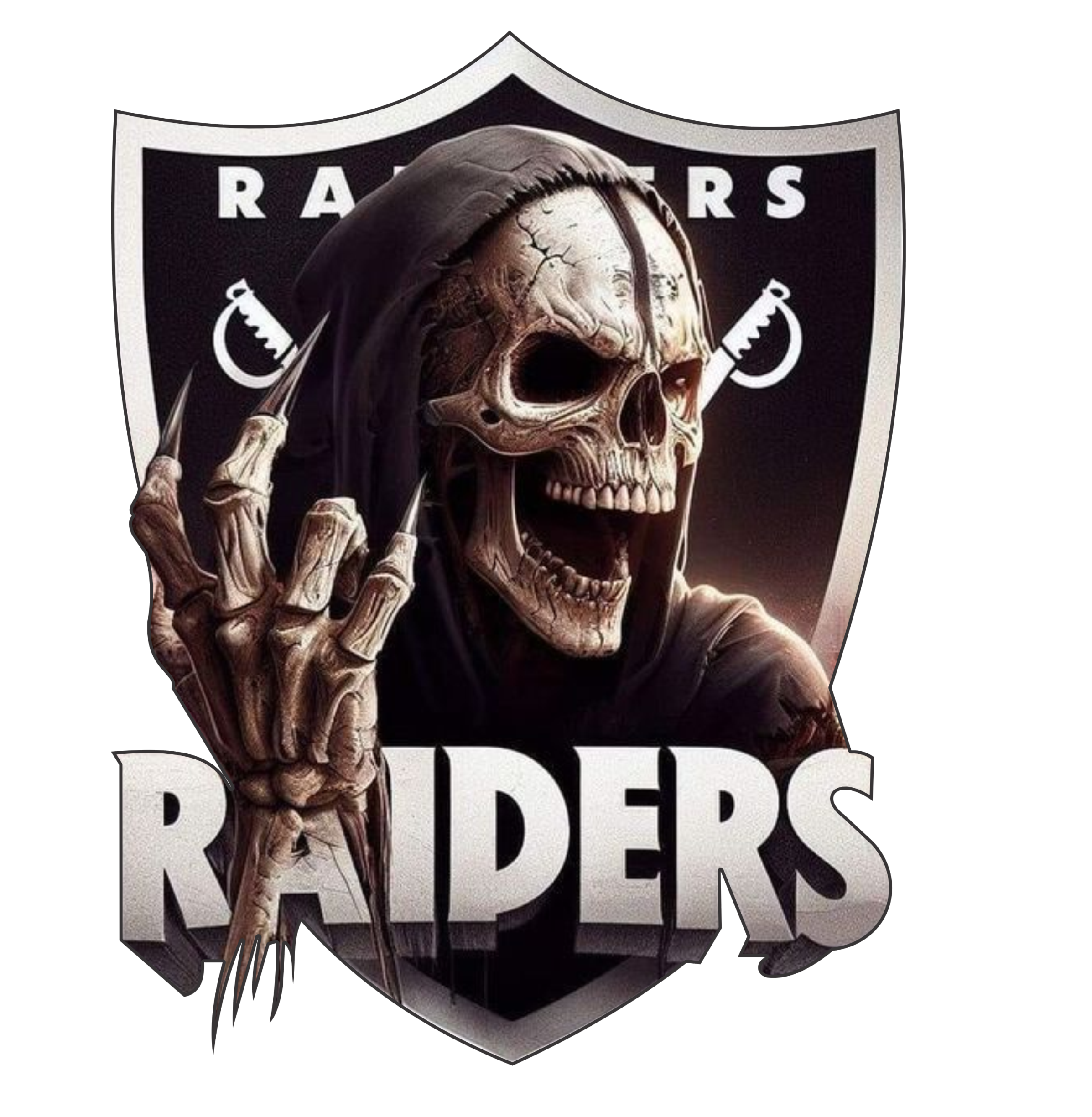Los Vegas Raider Skully Football Shield Short Sleeve T-Shirt