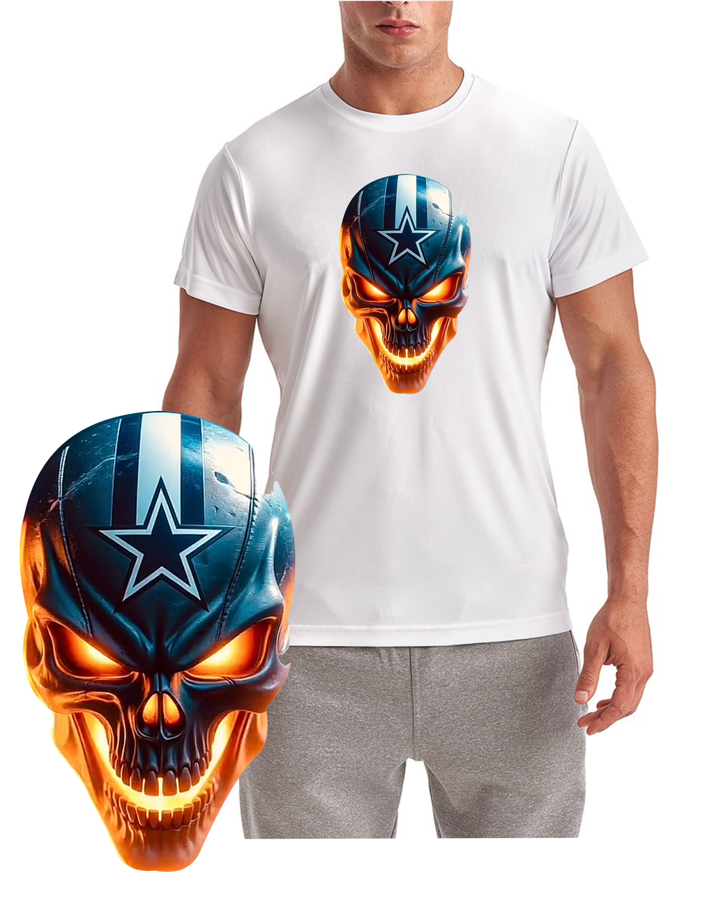 Cowboy Helmet Skull Dallas Short Sleeve T-Shirt
