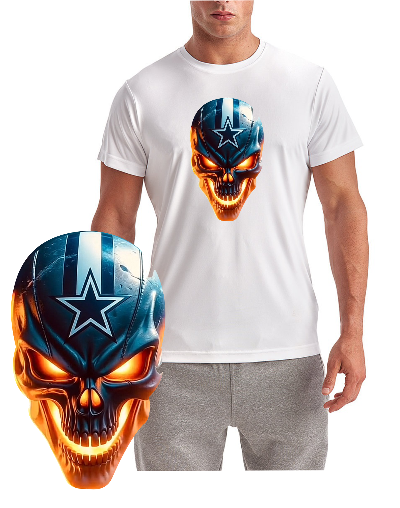 Cowboy Helmet Skull Dallas Short Sleeve T-Shirt