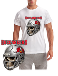 Tampa Bay Buccaneer Football Helmet with Skull Short Sleeve T-Shirt