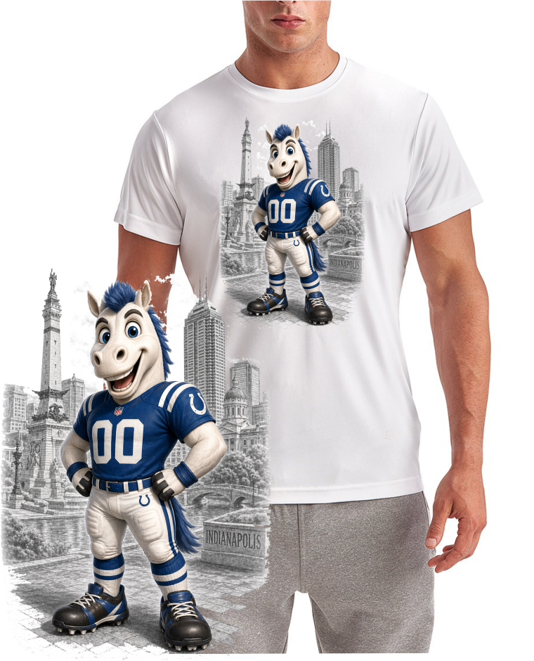 Colt Indianapolis Football B&W Background Short Sleeve T-Shirt