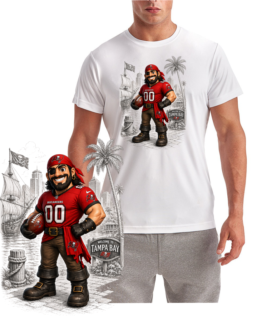 Buccaneer Downtown Tampa Bay Football Short Sleeve T-Shirt
